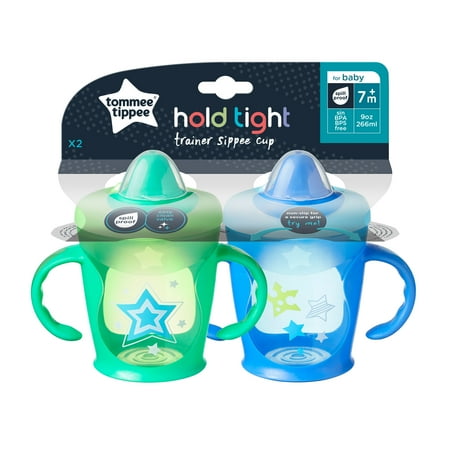 Tommee Tippee Hold Tight Trainer Sippy Cup, Spill-Proof | 7+ Months, 9 Ounces – 2 Count