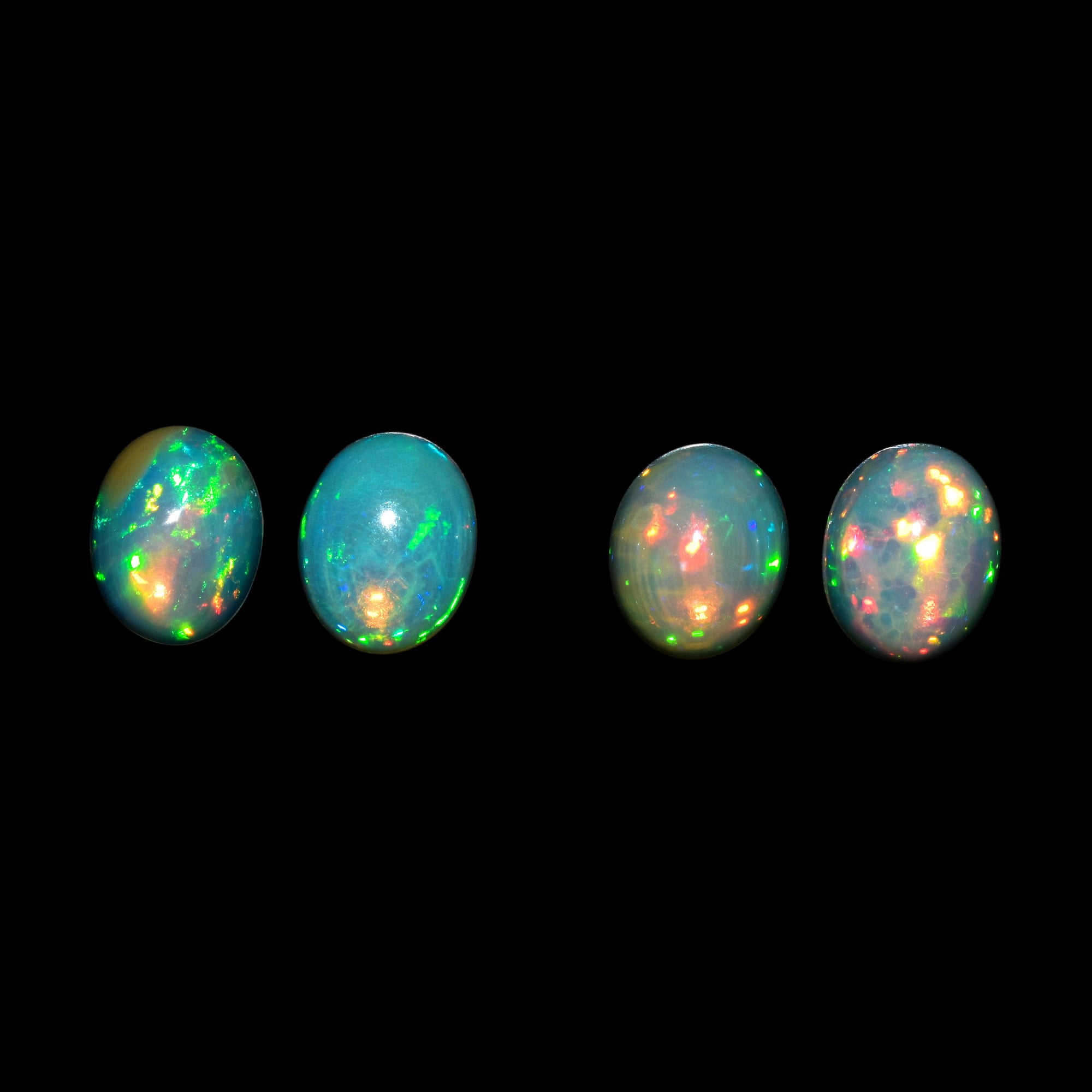 2pcs, Natural Ethiopian Fire Opal Oval Cabochon Gemstone, Opal Rock Crystals, DIY-Crafts Jewelry Making Loose Supply, Chakra Healing Energy, Birthstone Gift for Her, Wire Wrapping Stone