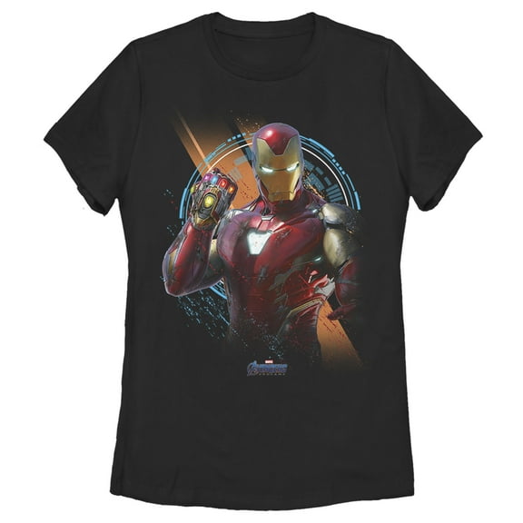 Women's Marvel Avengers Endgame Iron Man Time Travel Platform Logo Graphic Tee Black 2X Large