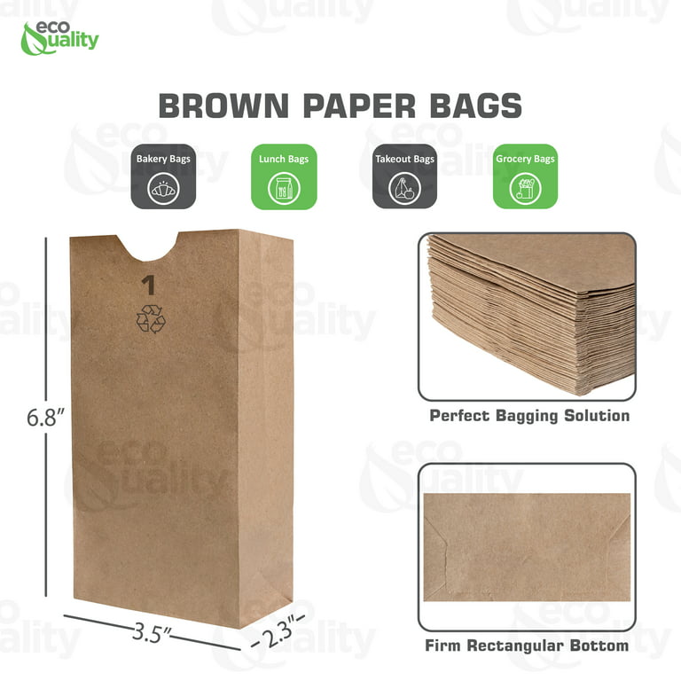 100 Count] Mini Brown Kraft Paper Bag (1 lb) Small - Paper Lunch Bags,  Small Snacks, Gift Bags, Grocery, Merchandise, Party Bags (3 1/2 x 2 3/8 x  6 7/8) (1 Pound Capacity) by EcoQuality 