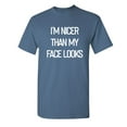 thumbnail image 1 of Face Looks Sarcastic Humor Graphic Novelty Super Soft Ring Spun Funny T Shirt, 1 of 3
