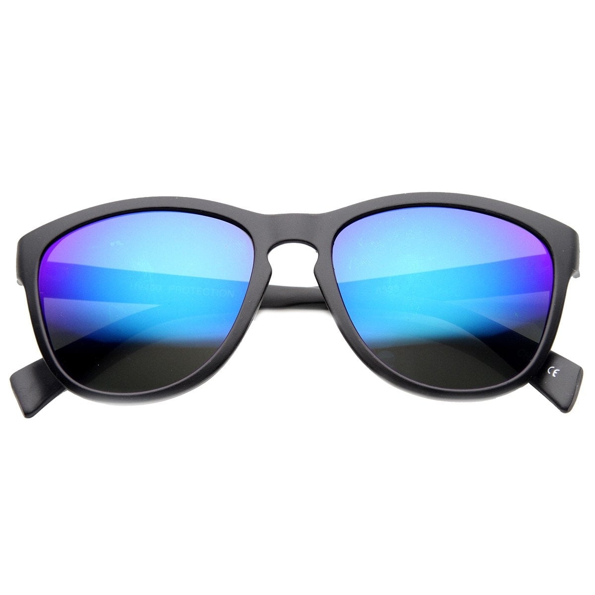 Retro Key Hole Mirror Lenses Horned Rim Sunglasses
