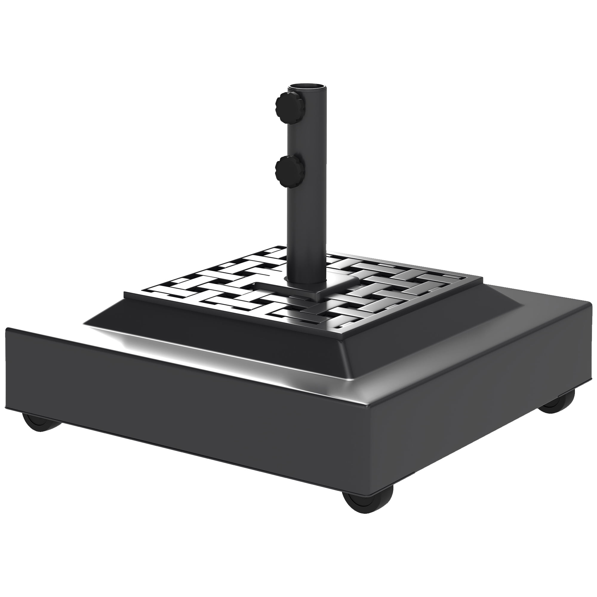 Outsunny Patio Umbrella Base Holder Outdoor Umbrella Stand with Wheels, Fillable Umbrella Base for Garden Poolside, Black