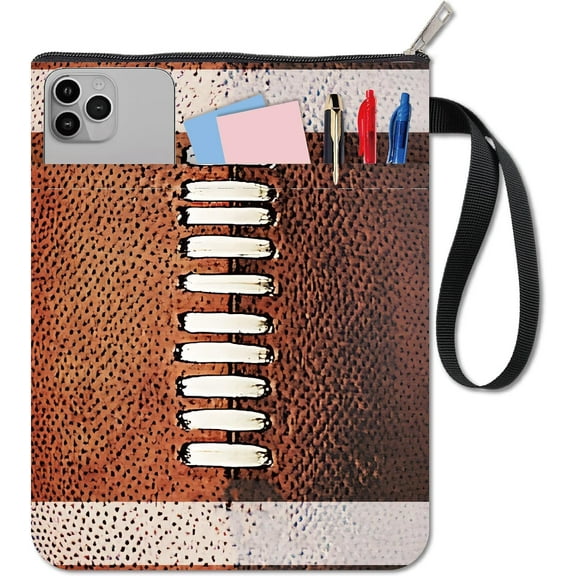 Rugby Book Sleeve Protector with Zipper Waterproof Canvas for Book Lovers Hardcover Notebook Bible Journal Textbooks Paperbacks Pouch Double-Sided Covers 11 x 8.66 Inch