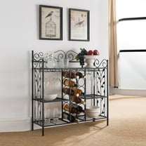 Kings Brand Furniture Black Metal Wine Rack – Storage Shelves for Living Room, Dining Room & Kitchen