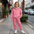 thumbnail image 5 of Girls Outfits Set Winter Hooded Long Sleeve Tops Pants Set Fall Clothing Outfits Pink 120, 5 of 10