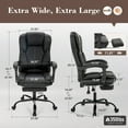 thumbnail image 3 of SUMMIT LIVING Big and Tall Executive Office Chair with Footrest, Reclining High-Back Leather Ergonimic Computer Desk Chair, Black, 3 of 10