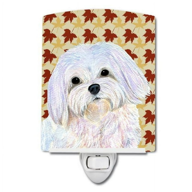 Carolines Treasures SS4374CNL Maltese Fall Leaves Portrait Ceramic Night Light, 6x4x3, Multicolor