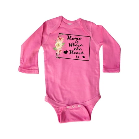 

Inktastic Colorado Home is Where the Heart is with Watercolor Floral Gift Baby Boy or Baby Girl Long Sleeve Bodysuit