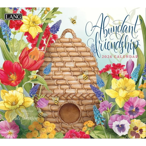 Lang Companies, Abundant Friendship 2026 Wall Calendar by Nicole Tamarin, 13.4'' X 12'', 12-Month Calendar with Stapled Binding