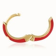 thumbnail image 4 of Gold Plated Opaque Red Enamel with CZ Huggie Hoop Earrings for Women, 4 of 4