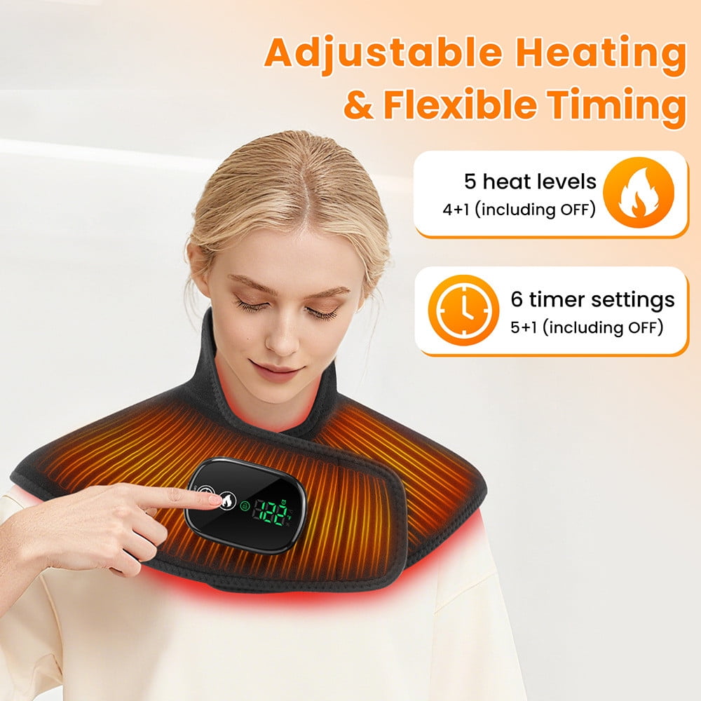 Djunllk Electric Heated Blanket - Wireless Heating Pad for Neck and Shoulders, Portable Battery Powered Heat Pad, 22 x 20 inch