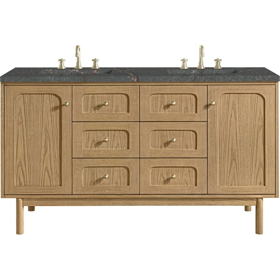 James Martin Vanities 545-V60D-LNO-FPBL Laurent 60" Double Basin Poplar Wood Vanity Set -