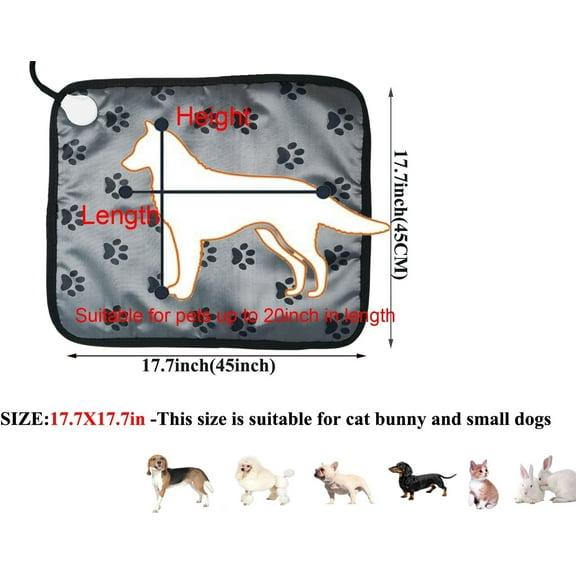 Pet Heating Pad Outdoor Small Dog Cat Heated Bed with Timer, Chew Resistant Cord, Waterproof