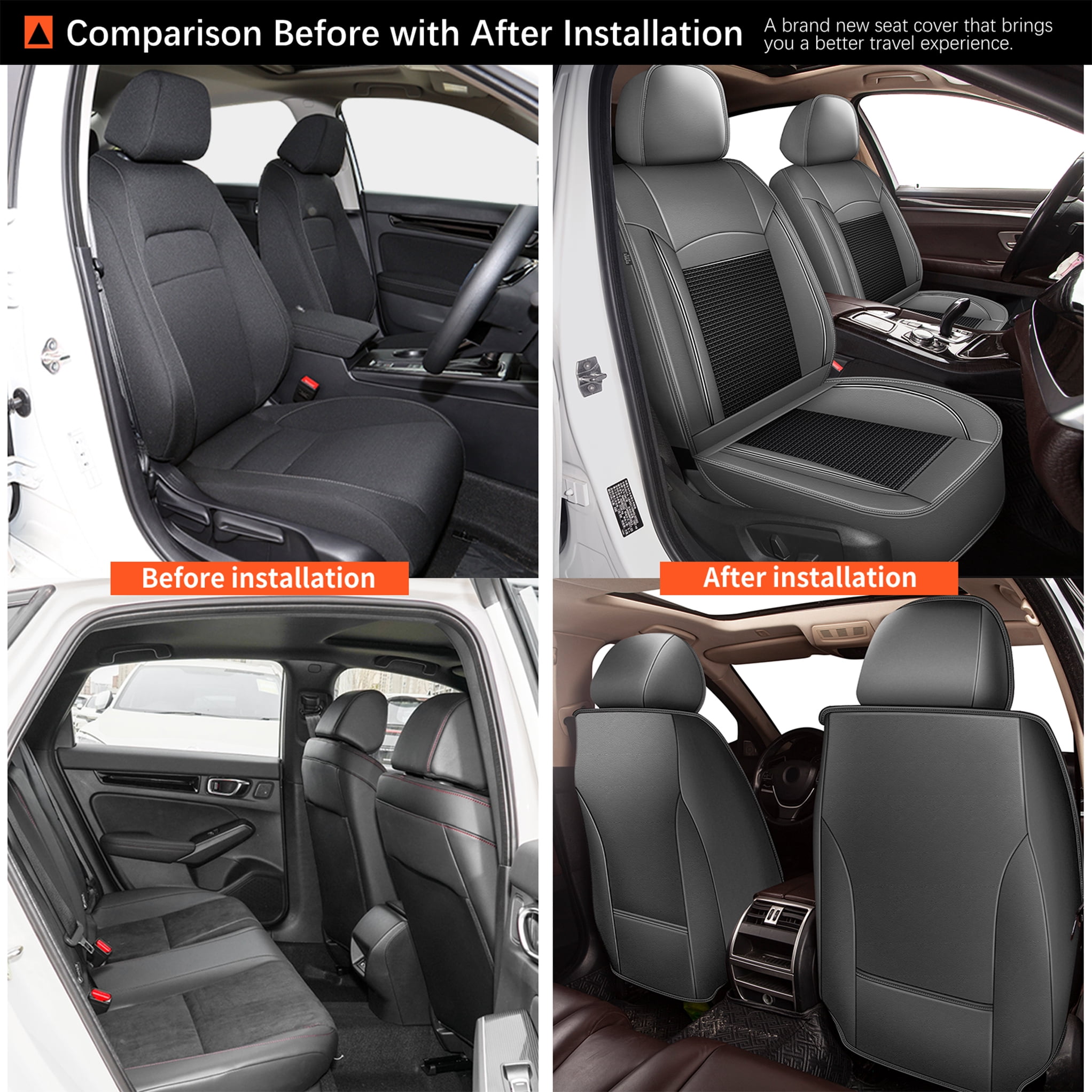 DIKSOAKR Car Seat Covers for Toyota RAV4 2013-2025 2026 Waterproof Leather Seat Covers Car Seat Protector Compatible Airbag Grey,Front Set( 2 Seats)