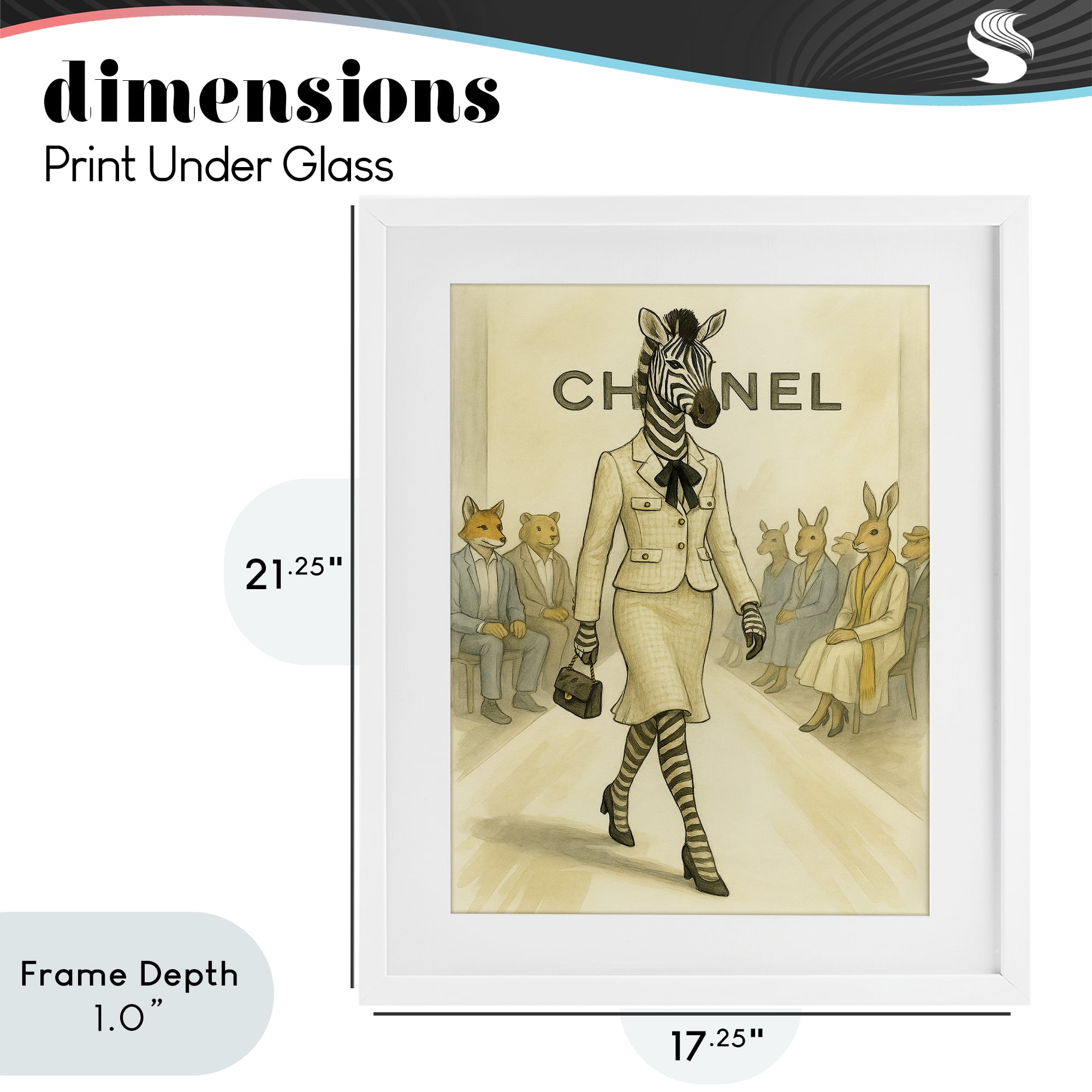 Stupell Industries Fashion Runway Zebra White Framed Print Under Glass, design by Grotto Studios