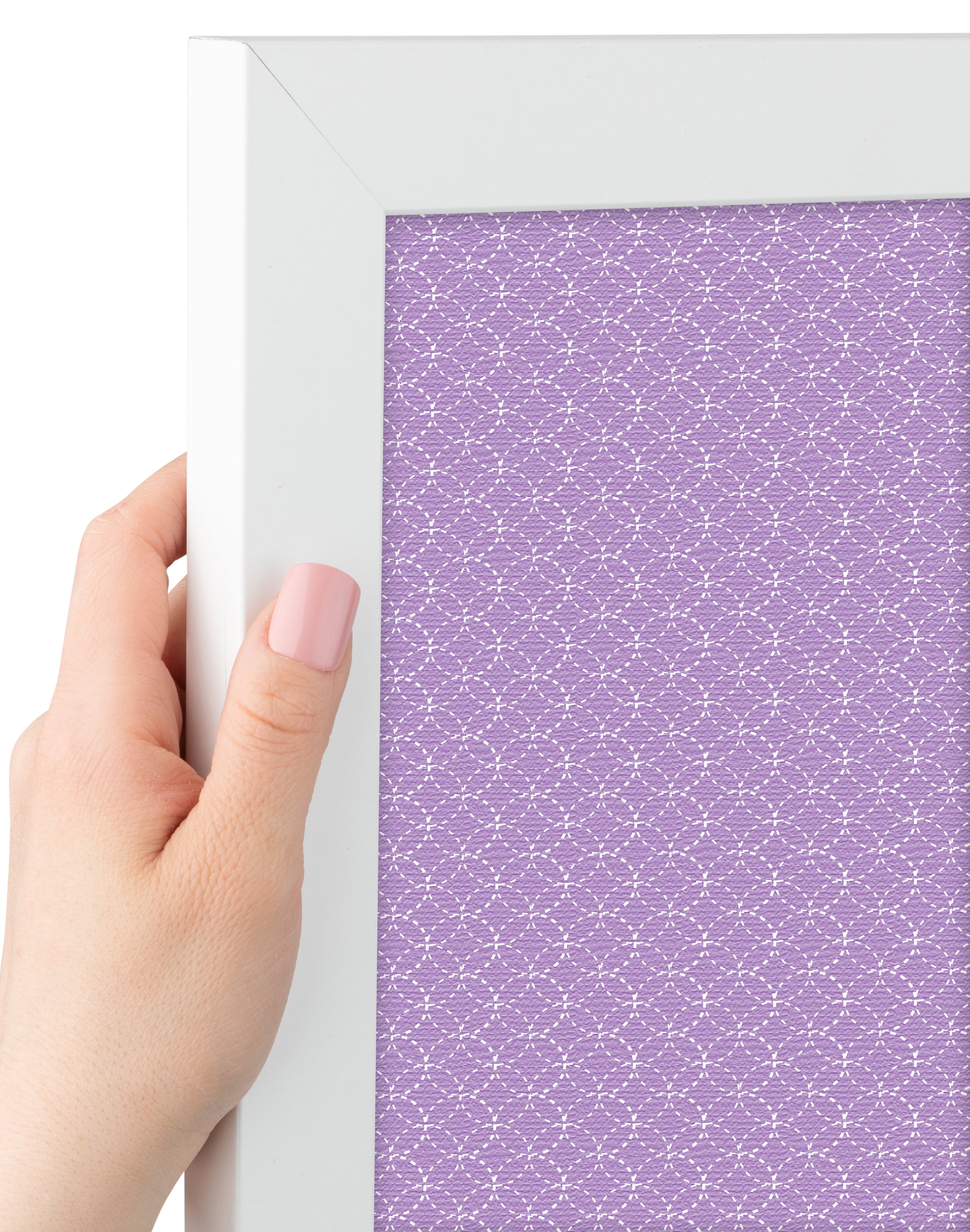 PinPix 20x14 Custom Cork Bulletin Board Purple Circles Poster Board Has a Fabric Style Canvas Finish, Framed in Purple Circles, by ArtToFrames (PinPix-493)