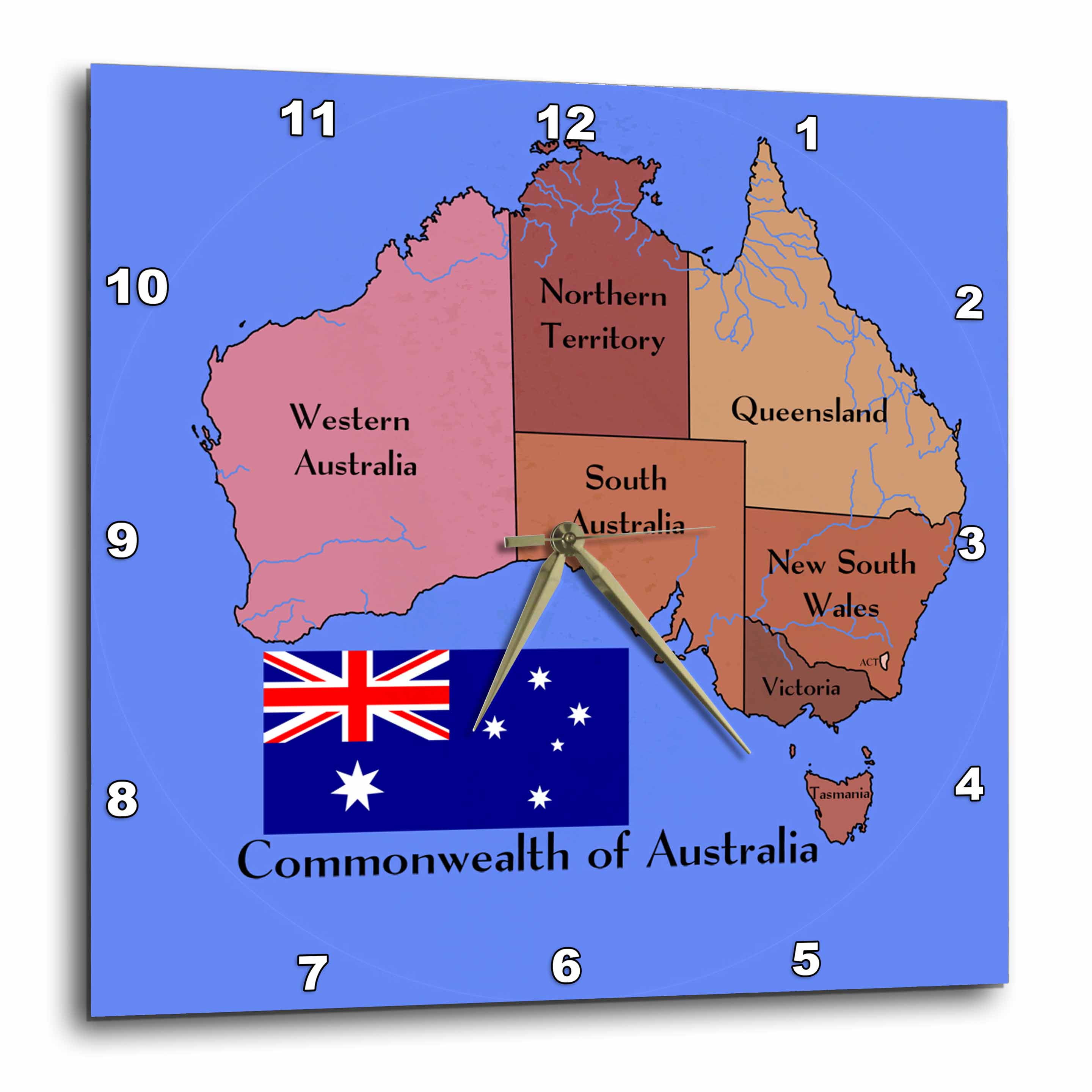 3dRose The map and flag of the Commonwealth of Australia with states ...