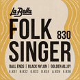 thumbnail image 1 of La Bella (830) String Type Folksinger Set, Black Nylon Guitar Strings - Medium Tension that Produce a Classic Sound, 1 of 2