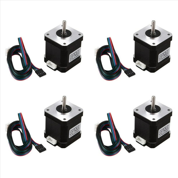 4Pcs Motor Paso una Paso Nema 17 48mm Motor Nema17 42Bygh 2A 4-Lead (17Hs8401) Cable de 1M para Impresora 3D Cnc Motor