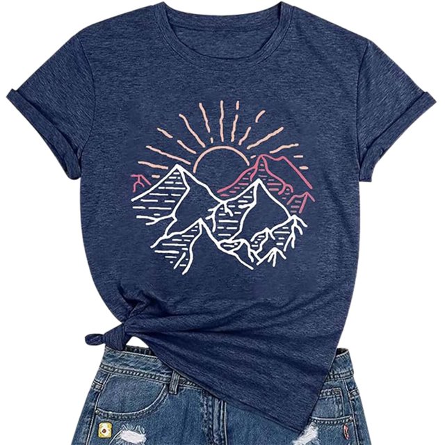WEAIXIMIUNG T-Shirt Décontracté à Col Rond Imprimé pour Femmes, Manches Courtes, pour Usage Quotidien