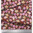 thumbnail image 2 of Soimoi Red Rayon Fabric Leaves & Floral Watercolor Print Fabric by The Yard 56 Inch Wide, 2 of 3