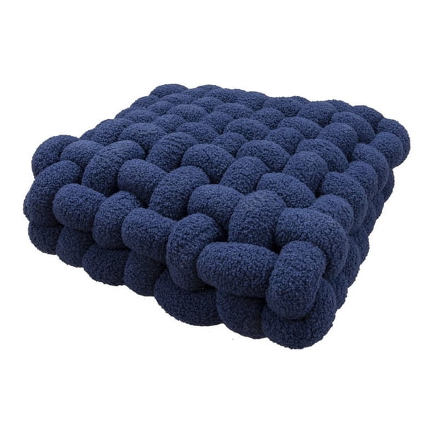 Zhuge Cojines decorativos para el hogar, cojines de felpa de cordero, cojines de asiento tejidos cuadrados, cojines de sofá, almohadas de felpa, tapetes decorativos para ventanales (azul oscuro)