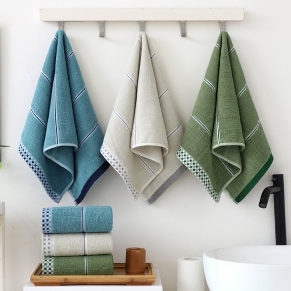 Lksixu Cotton Hand Towel, 14" x 30" Checkered Lightweight and Highly Absorbent Turkish Bath Towel, 450 GSM Ultra Soft Quick Drying Plush Face Towels for Bathroom Gym Shower Hotel and Spa