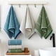 thumbnail image 1 of Toalla facial a rayas mullida - Toalla de baño absorbente suave de 35x75cm, toalla de mano de secado rápido en azul/verde/gris, 1 of 6