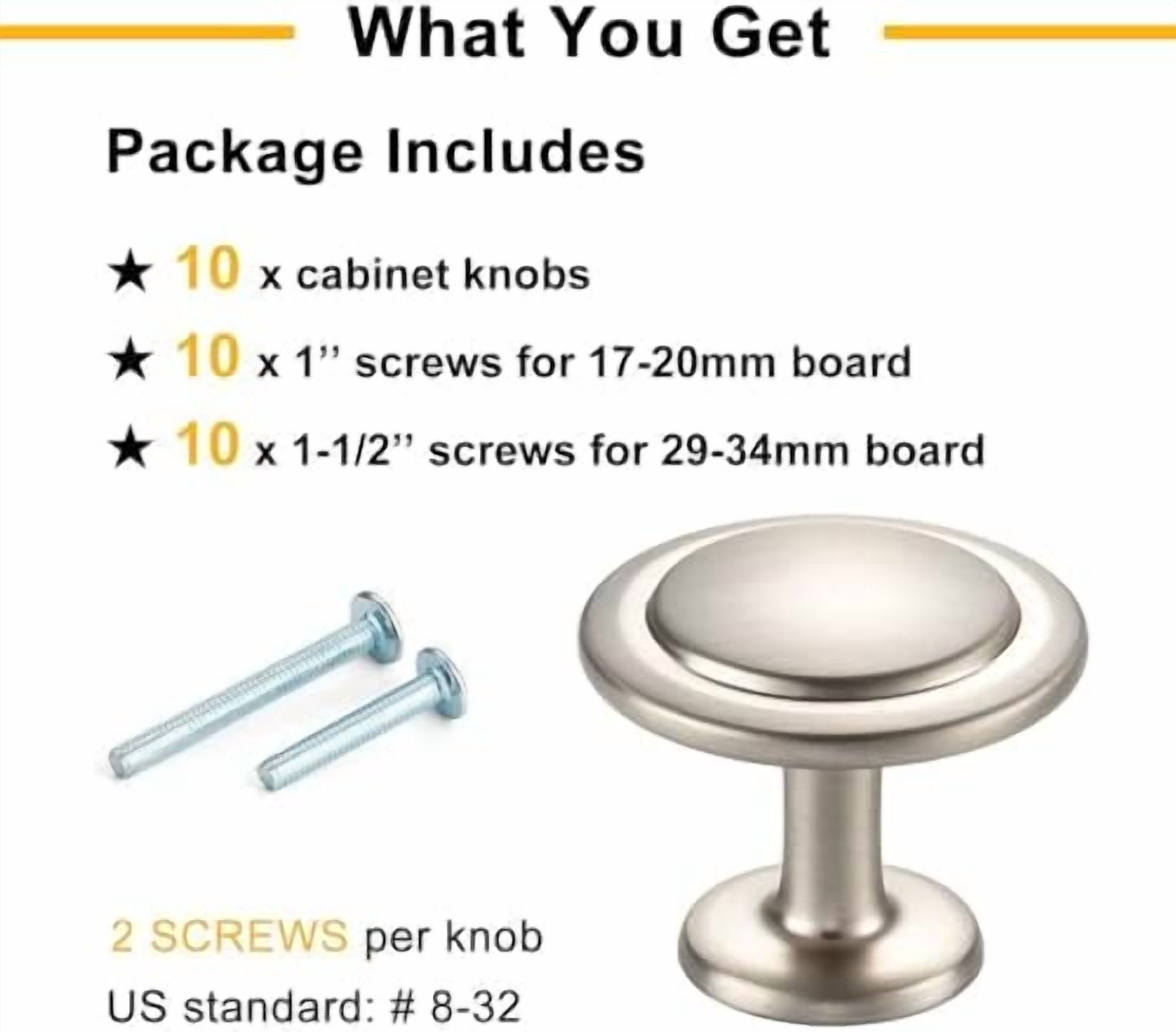 Brushed Nickel Cabinet Knobs Nickel Drawer Knobs, 10 Pack 1-1/4 Inch, 8222 Round Single Hole Cabinet Pulls for Kitchen Cabinets Drawers Bedroom Dresser Cupboard Bathroom Vanity