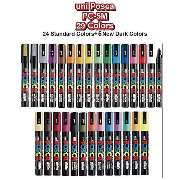 Japan Uni Posca Pc-1m/3m/5m Art Marker Pens Water-based 21/24/29  Colorspc-5m 29 Colors 