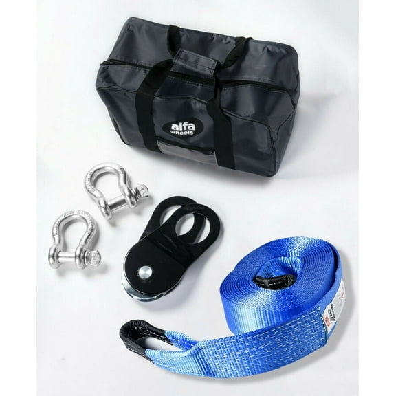 10T 10ft 4WD SUV Truck Winch Recovery Kit w/ Pulley Bow Shackle Tow Strap Bag