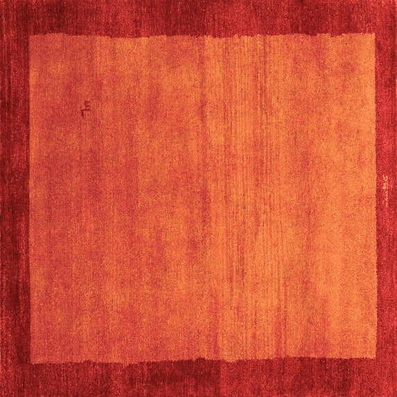 Ahgly Company Indoor Square Abstract Orange Contemporary Area Rugs, 4' Square