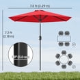 thumbnail image 3 of Outsunny Parasol de Patio, Parasol Extérieur avec 6 Baleines, Rouge Vin, 3 of 10