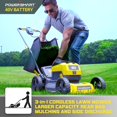 thumbnail image 2 of 17 Inch Lawn Mower, Segmart Battery Walk-Behind Lawn Mower with Bag for 2400sq ft Small lawns, Multifunction Cordless Lawn Mowers with 5 Adjustable Heights, Yellow, 2 of 9