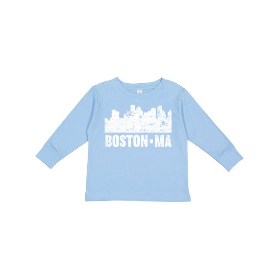 Inktastic Boston Massachusetts City Skyline with Grunge Boys or Girls Long Sleeve Toddler T-Shirt