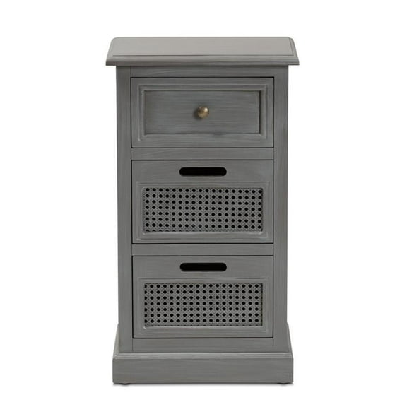 Bowery Hill Modern Grey Finished Wood 3-Drawer Nightstand