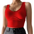 thumbnail image 2 of Harpily 50% Off Clear! Women's Spaghetti Strap Tank Top Women's Deep V Neck Top Shirt Basically Crop Tank Tops Sleeveless Ribbed Blouse Solid Sport Top, 2 of 7