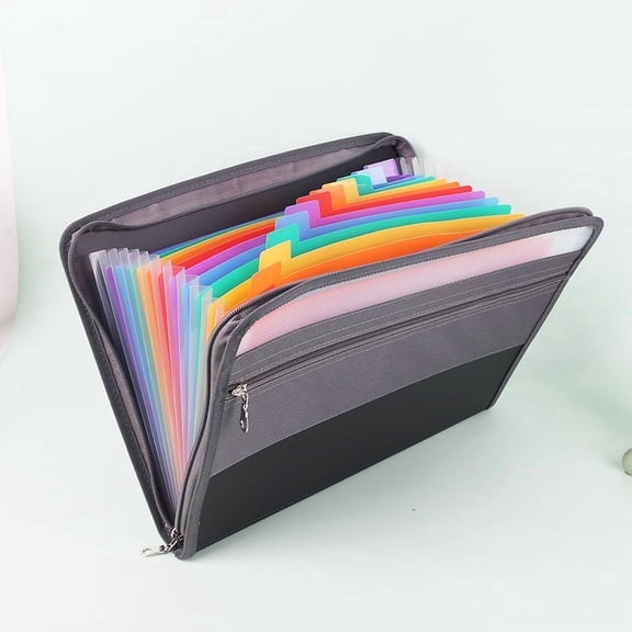 MOJMBSBY 13 Pockets A4 Letter Size Expanding File Folder Organizer, Gray