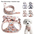 thumbnail image 3 of Reheyre 2Pcs/Set Floral Pattern Pet Chest Strap Set - Anti-escape Breathable Harness Traction Leash Set - for Cats and Dogs - Outdoor, 3 of 8
