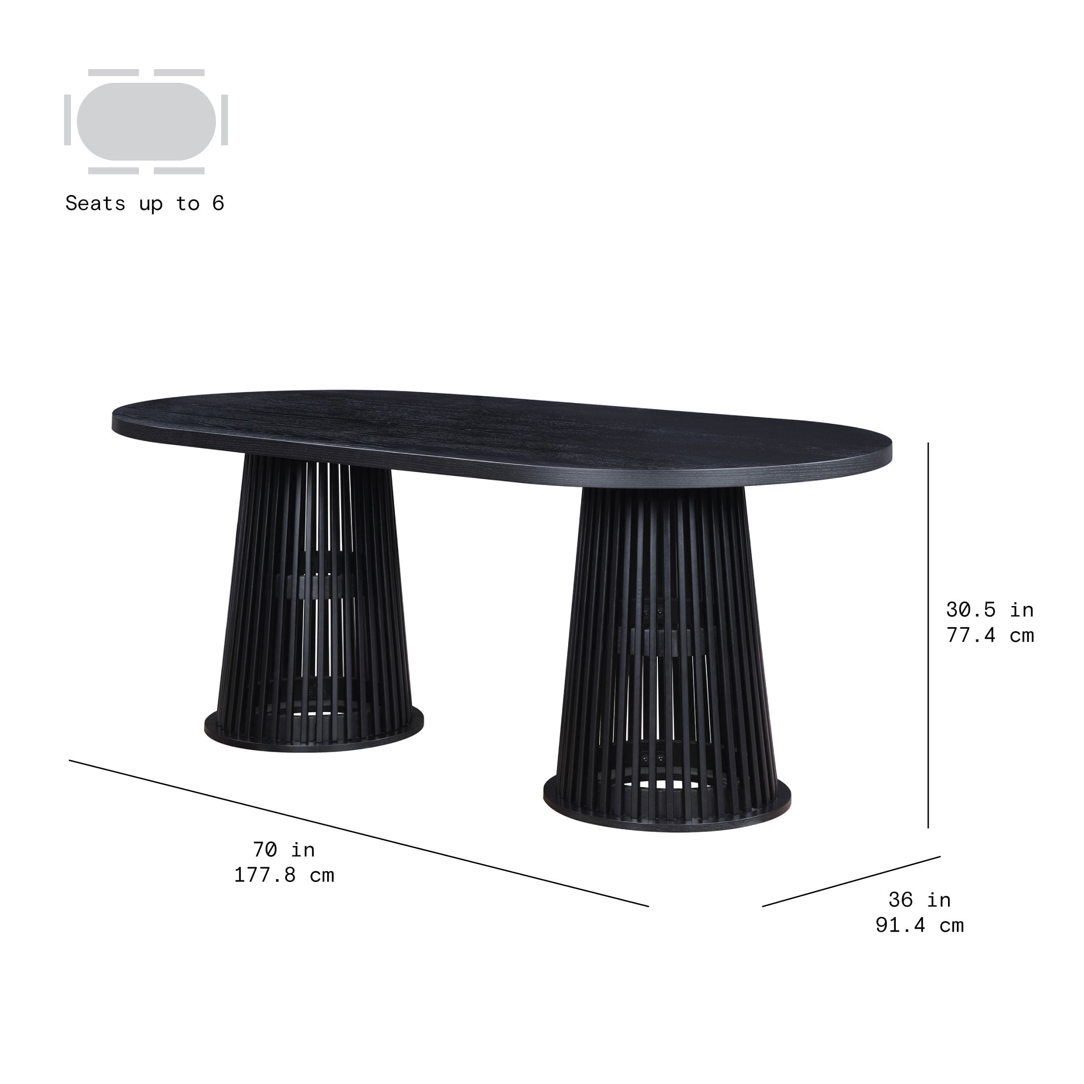 Beautiful by Drew Oval Dining Table, Rich Black