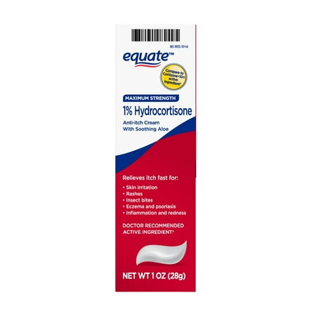 Equate Hydrocortisone 1% Anti-itch Cream with Aloe, Temporarily Relieves Itching ,1 oz