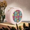 thumbnail image 6 of Fuzoiu Trendy Colorful Pineapples Print Portable Jewelry Box,Round Mini Leather Travel Jewelry Case,Small Travel Jewelry Organizer,Jewelry Holder for Ring Necklace Earring for Women Girls-Pink, 6 of 7