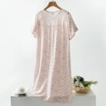 thumbnail image 2 of XIAONU Womens Nightshirts Summer Thin Trendy Short Sleeve Floral Nightgown Baggy Oversized Pleasure Round Neck Sleepwear Homewear, 2 of 3
