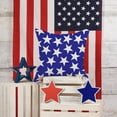 thumbnail image 3 of Set of 2 Soft Velvet Decorative Patriotic Throw Pillow Cover Case Geometric Stars July 4th Accent Square Cushion Cover Case Sham for Couch Sofa Bed Car 18 x 18 Inch 45x45cm (Blue), 3 of 6