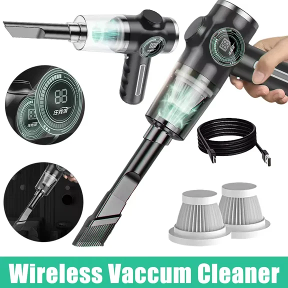 Car Vacuum Cleaner, 9000PA Super Strong Suction Handheld Vacuum, 2000mAh Large Capacity, Low Noise, Comes with TWO Matching Accessories, for Car Interiors, Home and Pet Cleaning, Car Accessories Gift