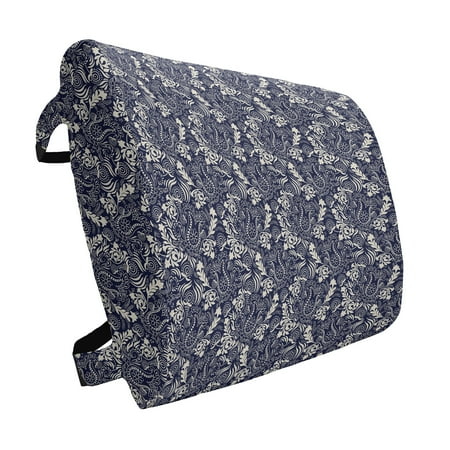 

Persian Lumbar Pillow Middle Eastern Inspirations with Curved Leaves and Flowers Blooming Nature Soft Back Cushion for Office Chairs with Adjustable Straps 14 x 13 Navy Blue Cream by Ambesonne