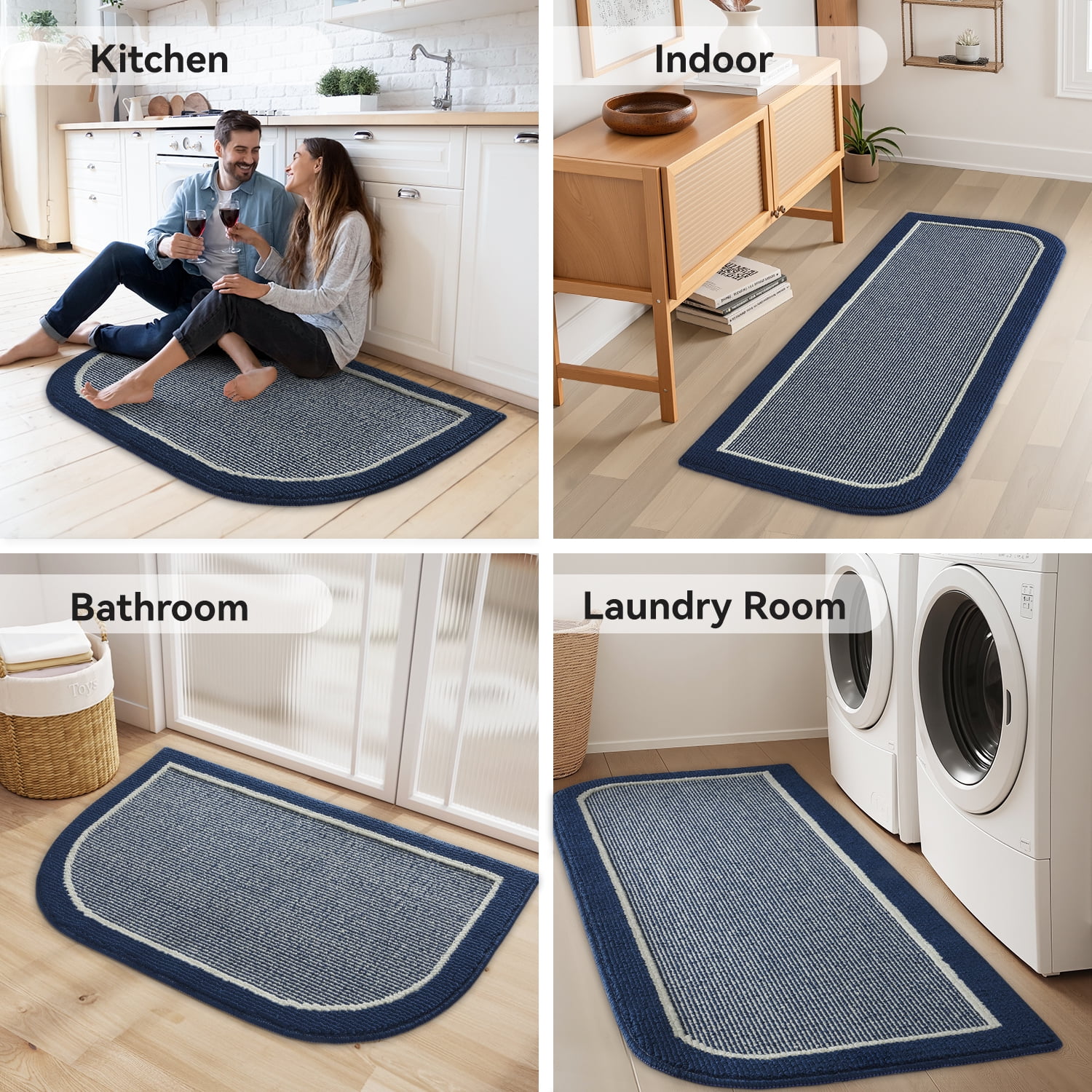 SIXHOME Door Mat Welcome Mat 20"x32" Non-Slip Front Door Mat Absorbent Low Profile Dirt Trapper Indoor Door Mat Ouside Entryway Rug Soft Machine Washable Floor Mat Blue