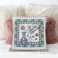 thumbnail image 2 of Amrita Sen Designs  16 x 16 in. Love Your Vase Peacock Broadcloth Indoor & Outdoor Zippered Pillow - Off White, Dark Aqua & Beige, 2 of 5