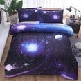 thumbnail image 5 of JQinHome Full 3-Piece Galaxy Purple Comforter Sets 3D Space Themed All-Season Down Alternative Quilted Duvet Reversible Design Includes 1 Comforter, 2 Pillow Shams, 5 of 6